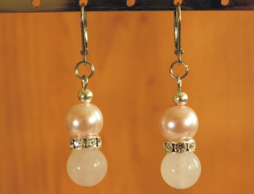 Bižutéria - Náušnice chirurgická oceľ, minerál Ruženín, sklo, d.5cm