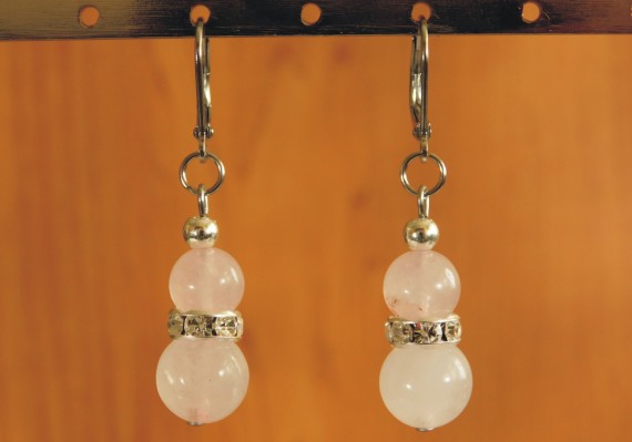 Bižutéria - Náušnice chirurgická oceľ, minerál Ruženín rondelka, d.5cm