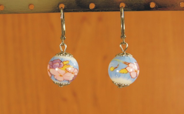 Bižutéria - Náušnice chirurgická oceľ, porcelán, uzav.zap.