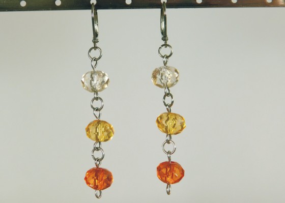 Bižutéria - Náušnice chirurgická oceľ, plast, d.6,5cm oranžová