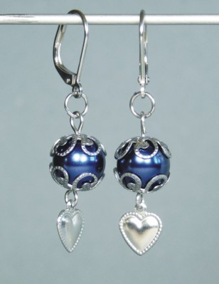 Bižutéria - Náušnice chirurgická oceľ, plast, dl. 4,5cm, tmavomodrá