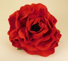 Bižutéria - Brošňa cca 9cm - pen.hmota Foamiran, biž. kov, červená