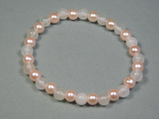 Bižutéria - Náramok minerál ruženín, sklo, vnút.obvod 18cm