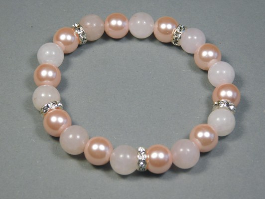 Bižutéria - Náramok minerál ruženín, sklo, vnút.obvod 18,50cm